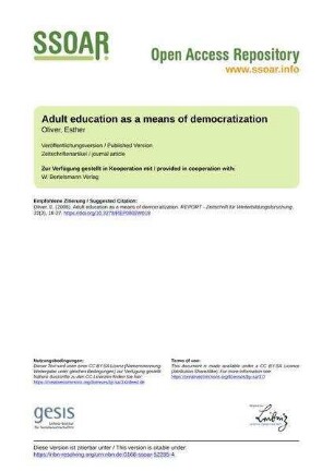 Adult education as a means of democratization