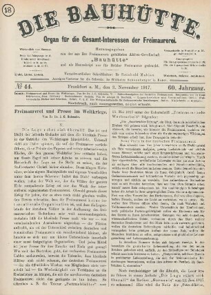 No. 44. Frankfurt a.M., den 3. November 1917. 60. Jahrgang.