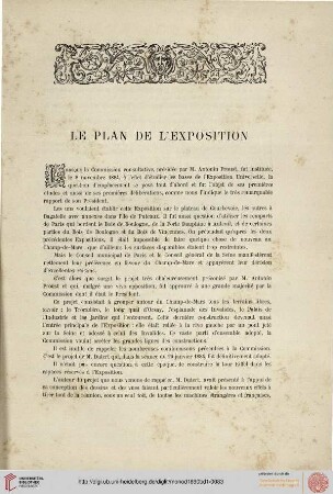 Le plan de l'Exposition