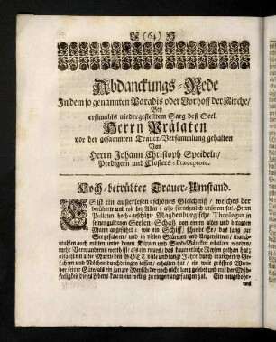 64-72, Abdanckungs-Rede
