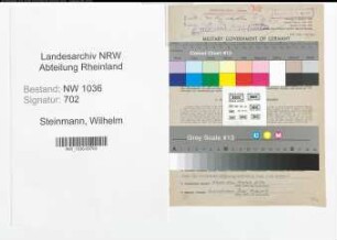Entnazifizierung Wilhelm Steinmann , geb. 30.07.1900 (Bueroangestellter)