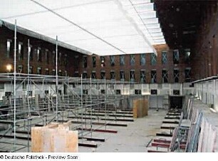 Baustelle Sächsische Landesbibliothek - Staats- und Universitätsbibliothek Dresden, Zentralbibliothek. Innenausbau, Zentraler Lesesaal : Dresden-Räcknitz, Zellescher Weg 18. Baustelle Sächsische Landesbibliothek - Staats- und Universitätsbibliothek Dresden, Zentralbibliothek. Innenausbau, Zentraler Lesesaal