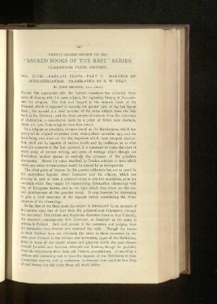 Twenty-Second Review on the "Sacred Books of the East" Series.