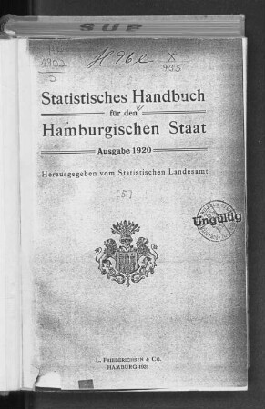 1920(1921): Statistisches Jahrbuch