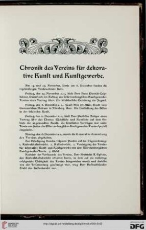 Chronik des Vereins für dekorative Kunst und Kunstgewerbe