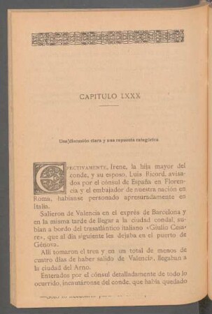 Capítulo LXXX - Una discusión clara y una repuesta categórica.