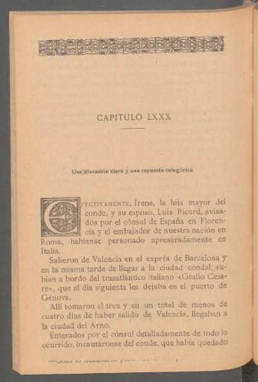 Capítulo LXXX - Una discusión clara y una repuesta categórica.