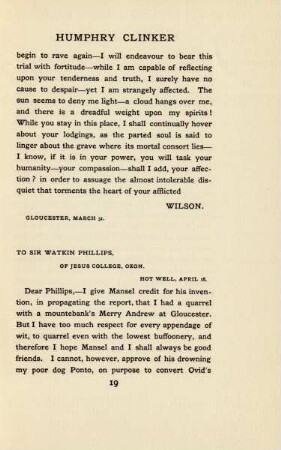To Sir Watkin Phillips, of Jesus College, Oxon