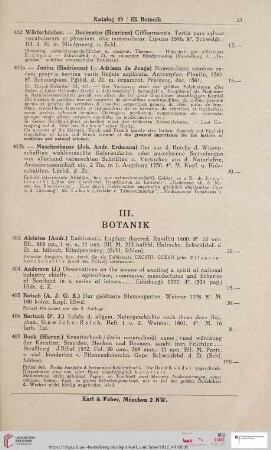 III. Botanik (Nr. 403 - 447)