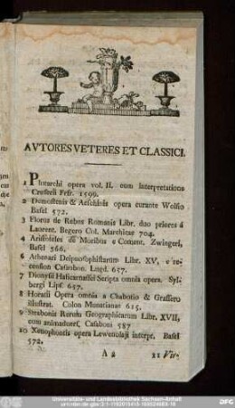 Autores Veteres Et Classici.
