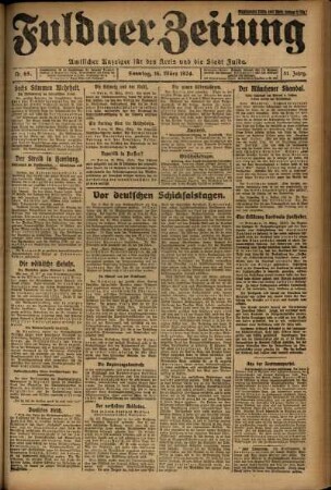 Erste Ausgabe vom Sonntag, den 16. März 1924.