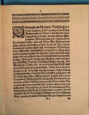 Tax-Ordnung eines ehrbaren Rhats deß heiligen Reichs Statt Augspurg