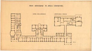 Billing, Hermann; Singen; Krankenhaus - Hauptbau (Grundriss 1. OG); Wirtschaftsbau (Grundriss EG)
