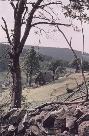 Blick auf eine Ortschaft im Erzgebirge
