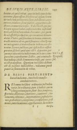 De Rebus Pertinentibus ad iudicium, tum hodie tum secundum veteres.
