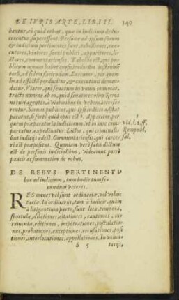 De Rebus Pertinentibus ad iudicium, tum hodie tum secundum veteres.