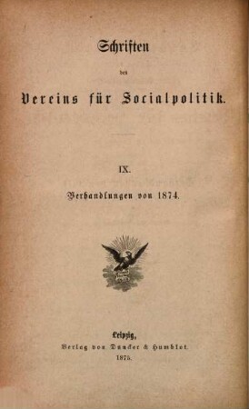 Verhandlungen der Generalversammlung des Vereins für Socialpolitik, 9 = 1874 (1875), 11. - 12. Okt. = Generalversammlung 2