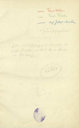 Stempel: F. Fürstenberg. Hofbibliothek Donaueschingen