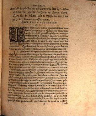 Observationes philologicas et theologicas ad Evangelii Matthaei Cap. XI, comm. II. : Pars I. qua textus explicatur