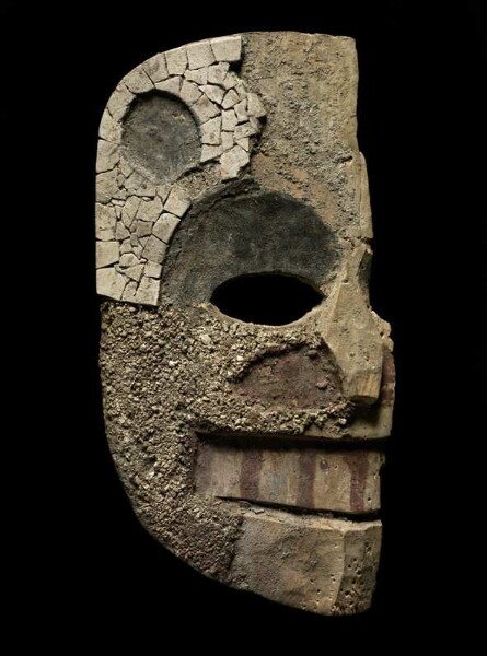 Wooden mask with mosaic