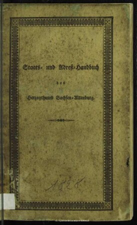 1828: Staats- und Adreß-Handbuch des Herzogthums Sachsen-Altenburg