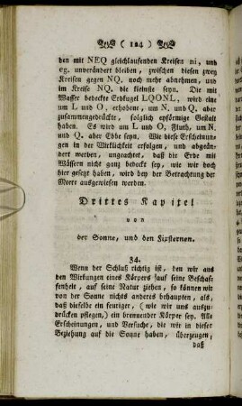 Drittes Kapitel von der Sonne, und den Fixsternen.