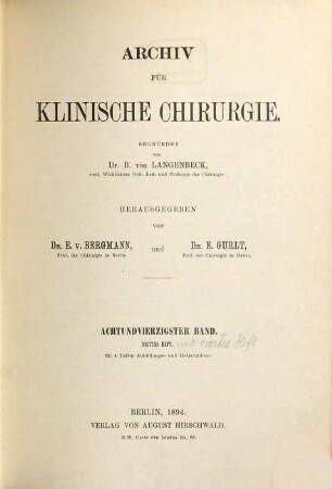 Archiv für klinische Chirurgie. 48. 1894, b