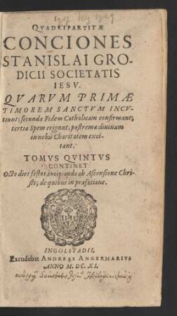 5: Continet Octo dies festos, incipiendo ab Ascensione Christi ...