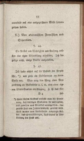V. Von akademischen Freytischen und Stipendien.