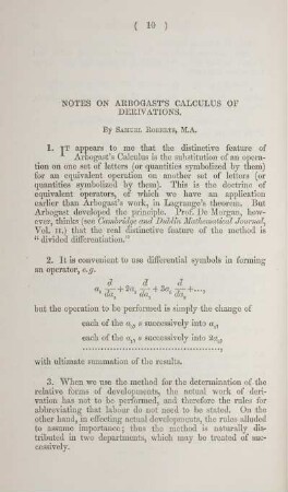 Notes on Arbogast's calculus of derivations.