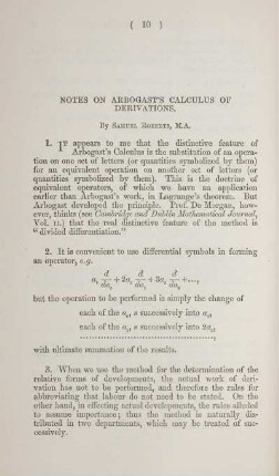 Notes on Arbogast's calculus of derivations.