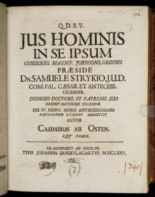 Ius Hominis In Se Ipsum