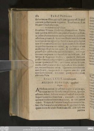 Epist. LXXIV. Lucemburgum. Aegidio Bevetio, Quaestori Regio.