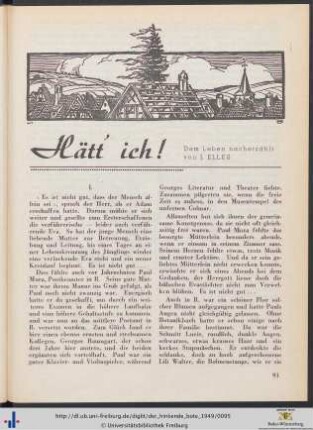 Hätt' ich! Dem Leben nacherzählt.
