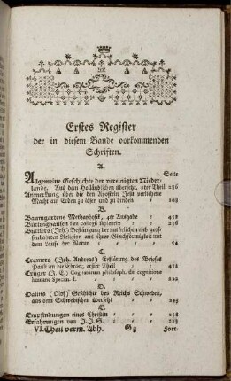 Erstes Register der in diesem Bande vorkommenden Schriften.