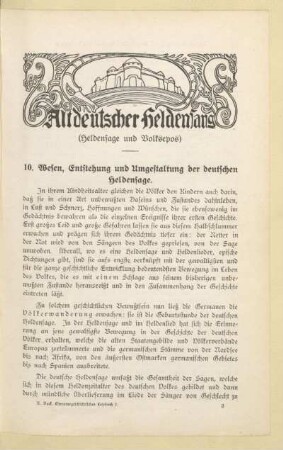 Altdeutscher Heldensang (Heldensage und Volksepos)