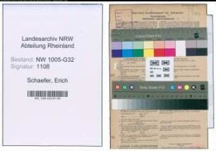 Entnazifizierung Erich Schaefer , geb. 26.02.1920 (Student)