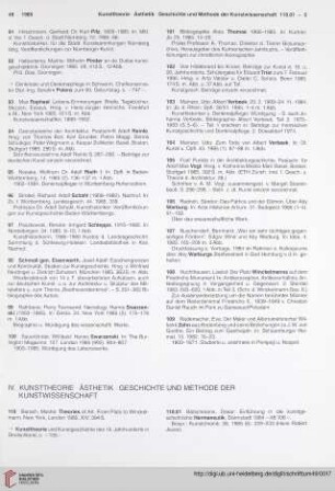 IV. Kunsttheorie. Ästhetik. Geschichte und Methode der Kunstwissenschaft