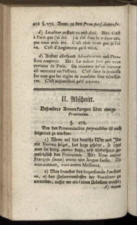 II. Abschnitt. Besondere Anmerkungen über einige Pronomina.