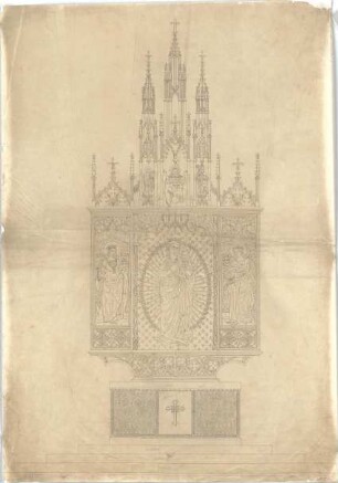 Zocher, Ernst; Architektonische Entwürfe - Altar (Aufriss)