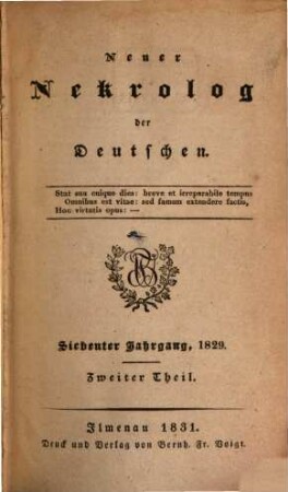 Neuer Nekrolog der Deutschen. 7,2, 7,2. 1829 (1831)