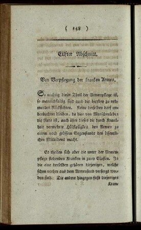 Eilfter Abschnitt. Von Verpflegung der Kranken Armen.
