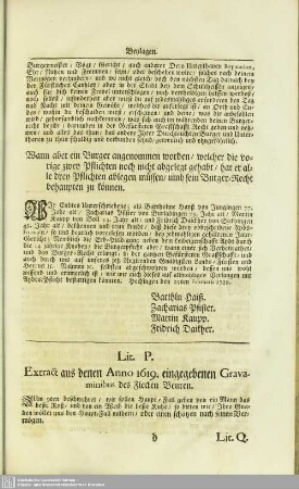 Lit. P. Extract aus denen Anno 1619. eingegeben Gravaminibus des Flecken Beuren