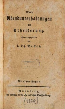 Neue Abendunterhaltungen zur Erheiterung