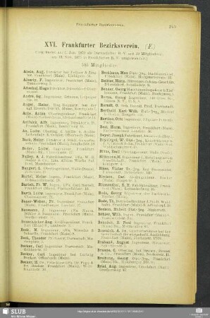 XVI. Frankfurter Bezirksverein.