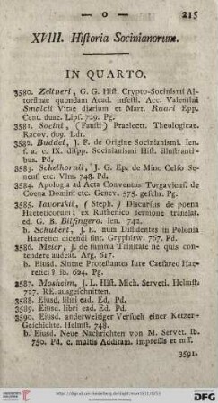 XVIII. Historia Socinianorum