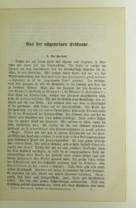Aus der allgemeinen Erdkunde