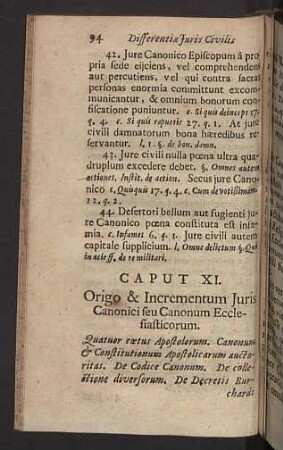 Caput XI. Origo & Incrementum Juris Canonici seu Canonum Ecclesiasticorum.