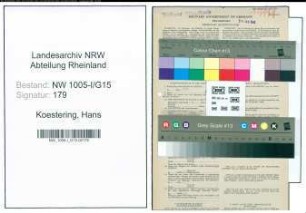 Entnazifizierung Hans Koestering , geb. 15.05.1922 (Postfacharbeiter)
