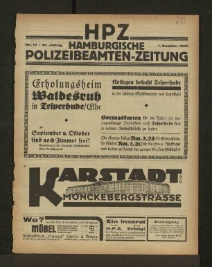 Nr. 17 * 21. Jahrg. 1. Septbr. 1931